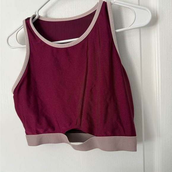 Fabletics Red and Cream Sports Bra with Racerback Design - Picture 1 of 6